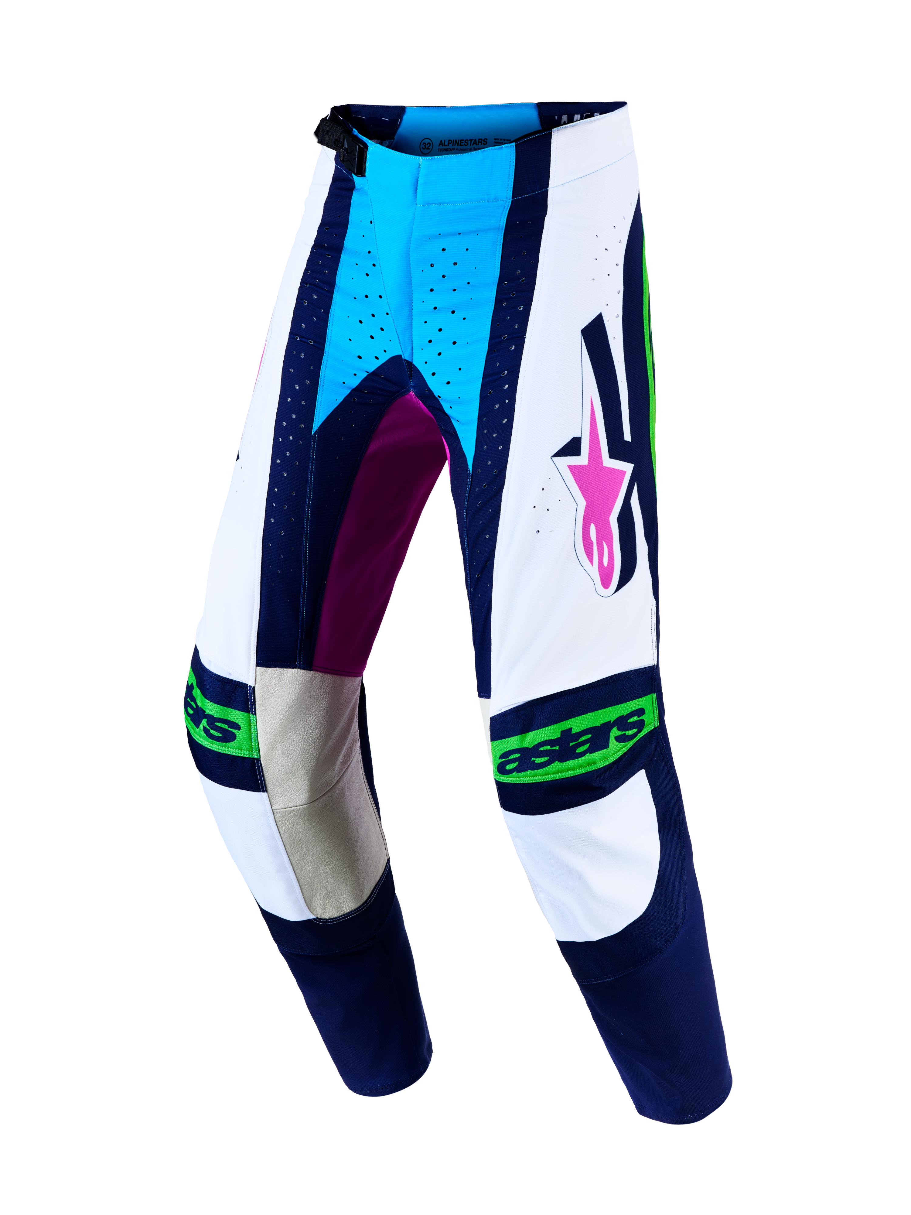 Pantalon Alpinestars Techstar Maven réf 3720427-2093 blanc et bleu face