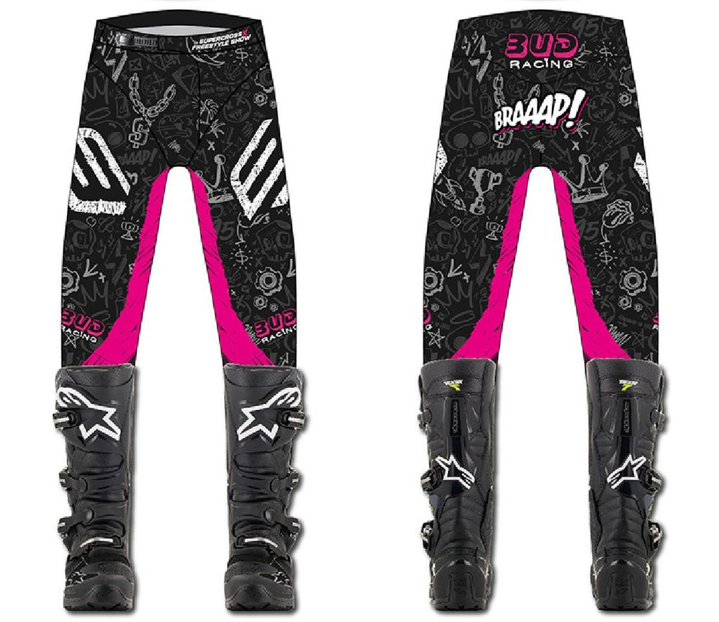 Pantalon enfant Bud Racing GP Air Contest noir magenta - face