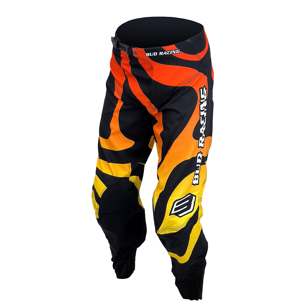 Pantalon enfant Bud Racing GP Lava noir orange jaune - face