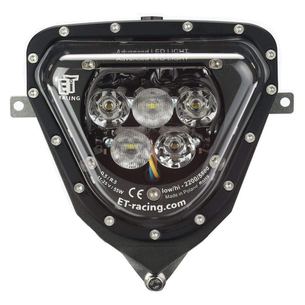 Plaque phare LED ET Racing Dual 5 noire pour Beta RR 2020-2025, vue de face