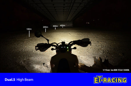 Plaque phare LED ET Racing Dual 5 Beta, faisceau lumineux de nuit