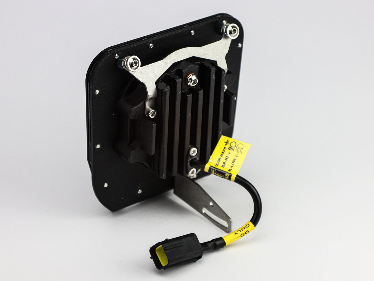 Plaque phare LED ET Racing Dual 6 Husqvarna vue de dos avec son connecteur scellé Plug and Play