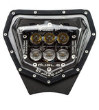 Plaque phare LED ET Racing Dual 6 noire compatible KTM EXC EXC-F XC XC-F 150 à 500 2024 à 2027 injection TBI et EFI