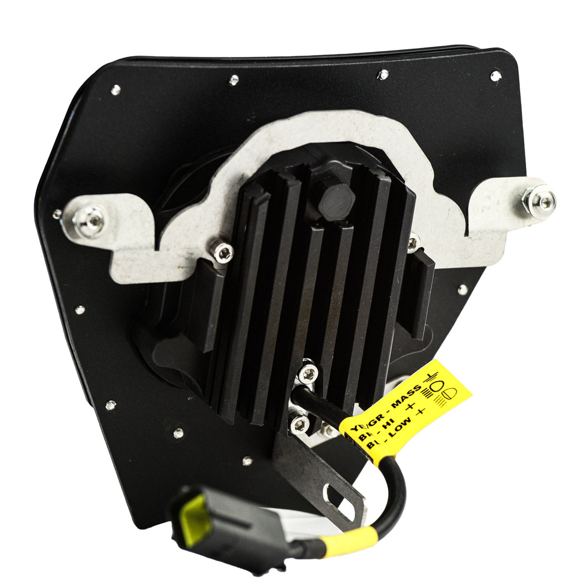 Plaque phare LED ET Racing Dual 6 noire compatible KTM EXC EXC-F XC XC-F 150 à 500 2024 à 2027 injection TBI et EFI de dos
