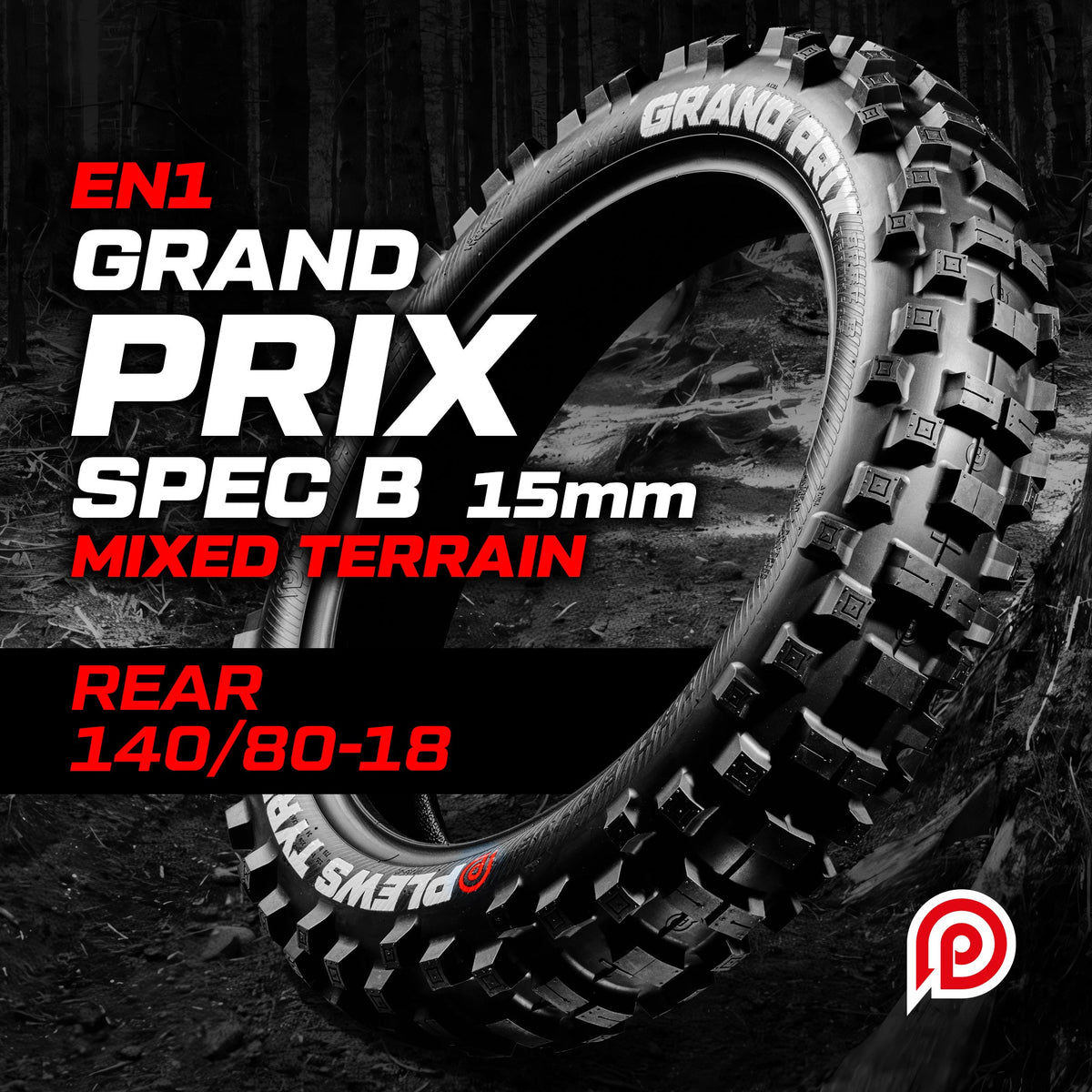 Pneu arriere enduro Medium Plews Tyres EN1 Grand Prix Spec B 140/80-18 15 mm