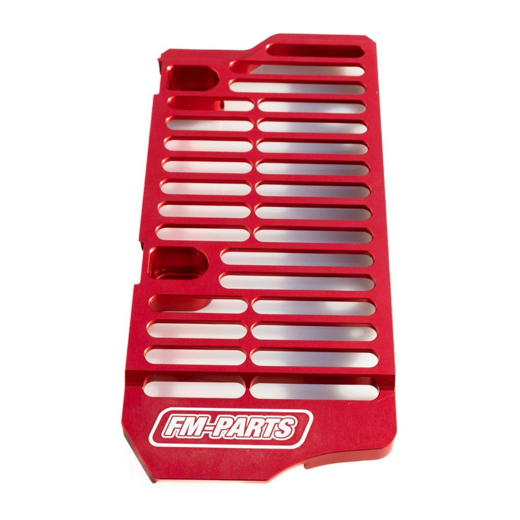 Protection de radiateur Beta rouge FM-Parts aluminium CNC pour moto enduro Beta RR 2T et 4T – renfort radiateur hard enduro ultra résistant