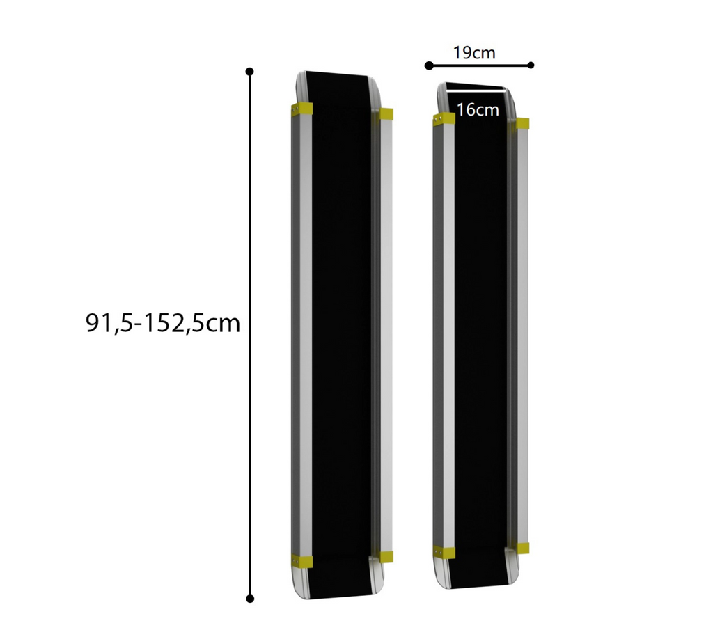 Rampe moto aluminium télescopique 92-152 cm utilisée pour charger une moto enduro dans un fourgon