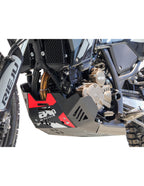 Sabot AXP PEHD 8mm Rieju Aventura Rally 307 - vue avant protection cadre et pompe à eau