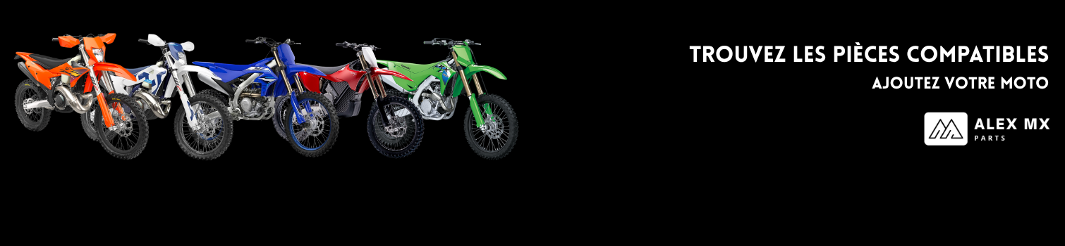 module sélection moto enduro motocross recherche pièces compatibles par marque modèle année Alex MX