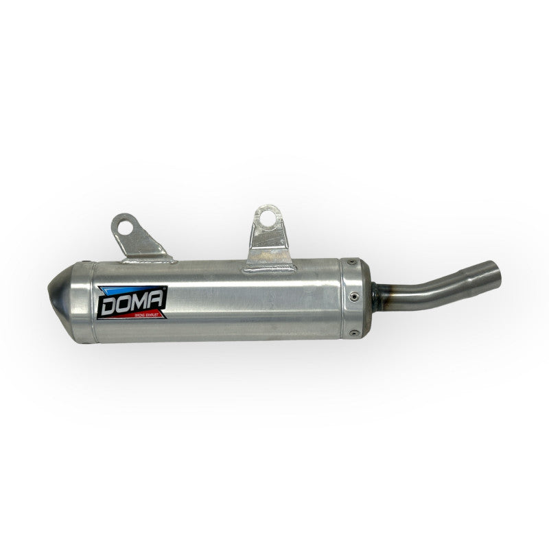Silencieux DOMA 300 mm 2 temps fabrication française Calais moto cross enduro - detail du corps aluminium