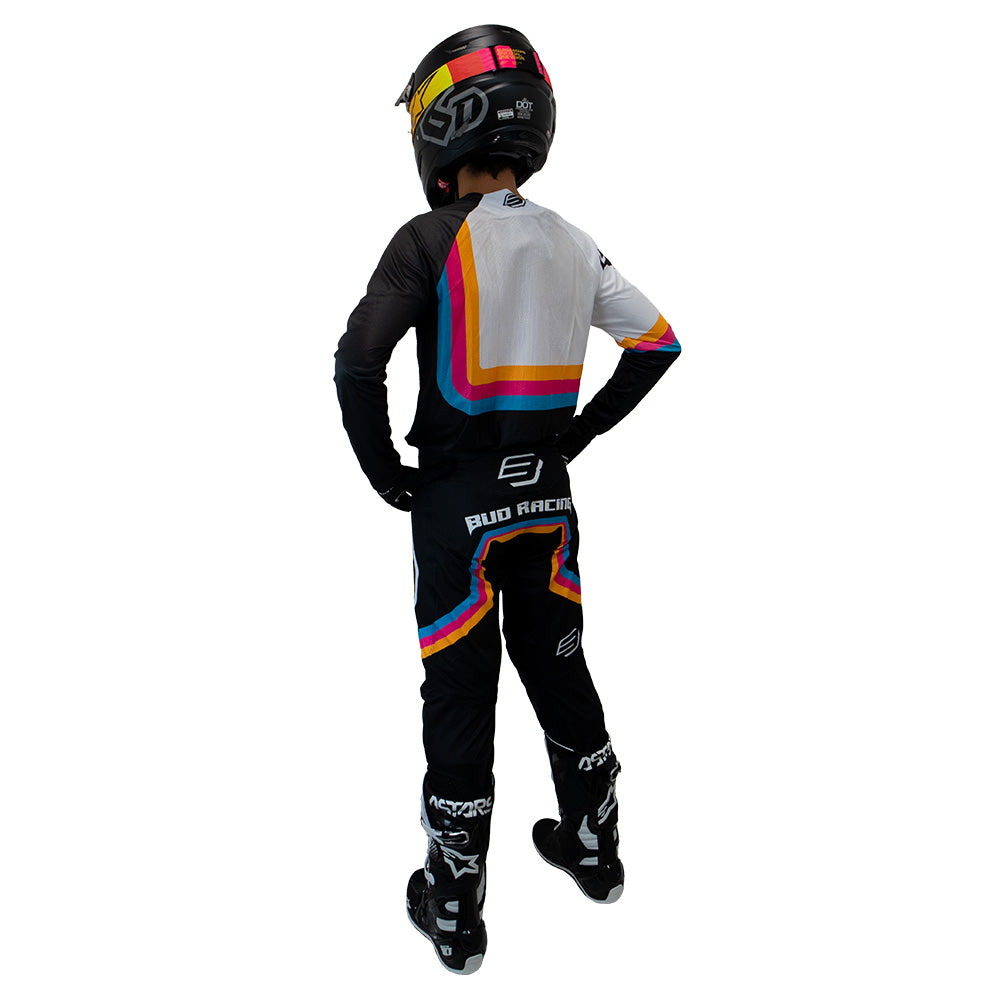 Tenue motocross enfant Bud Racing 95 Evo multicolore noir - dos