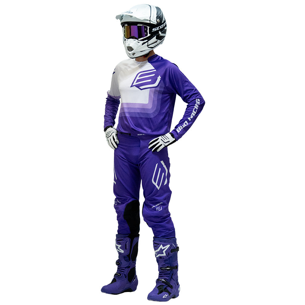 Tenue complète enfant Bud Racing 95 Evo violet blanc - vue d'ensemble