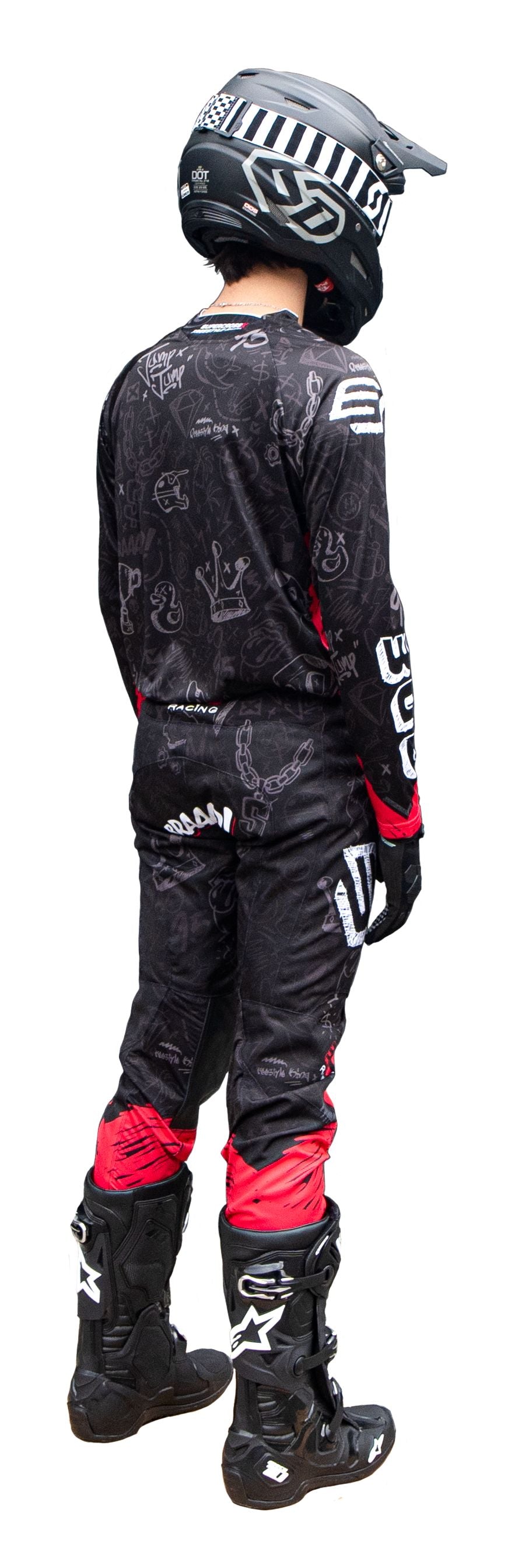 Tenue motocross enfant Bud Racing Air Contest noir rose - dos