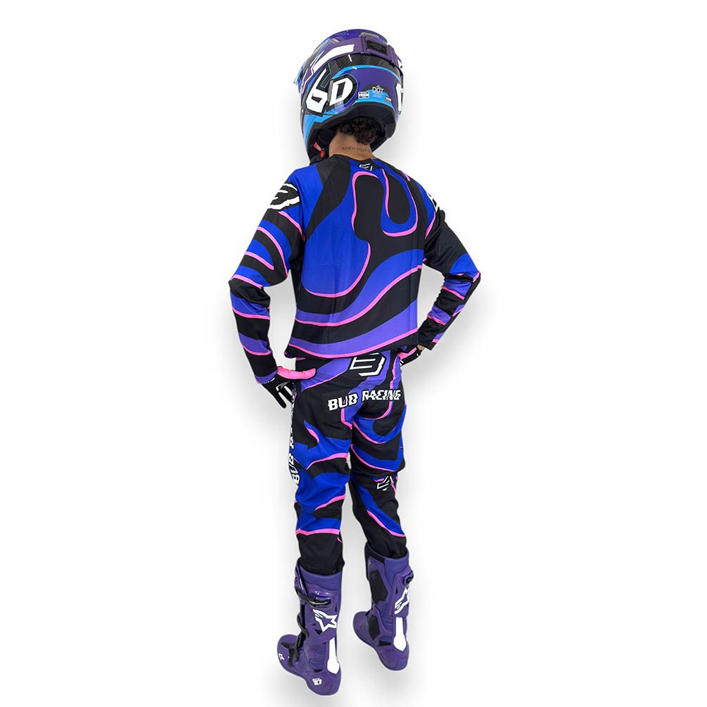 Tenue complète enfant Bud Racing Lava noir bleu violet rose - vue 2