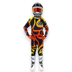 Tenue motocross enfant Bud Racing Lava noir orange jaune - maillot et pantalon face
