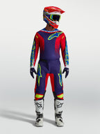 Tenue cross complète Alpinestars Fluid Drag bleu marine et rouge vue d'ensemble