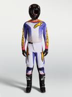 Tenue cross complète Alpinestars Fluid Drag lilas bleu iris doré vue d'ensemble