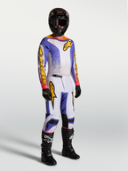 Tenue cross Alpinestars Fluid Drag lilas bleu doré vue de face