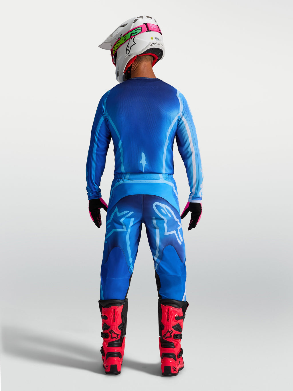 Tenue cross Alpinestars Fluid Kepler bleue vue de dos