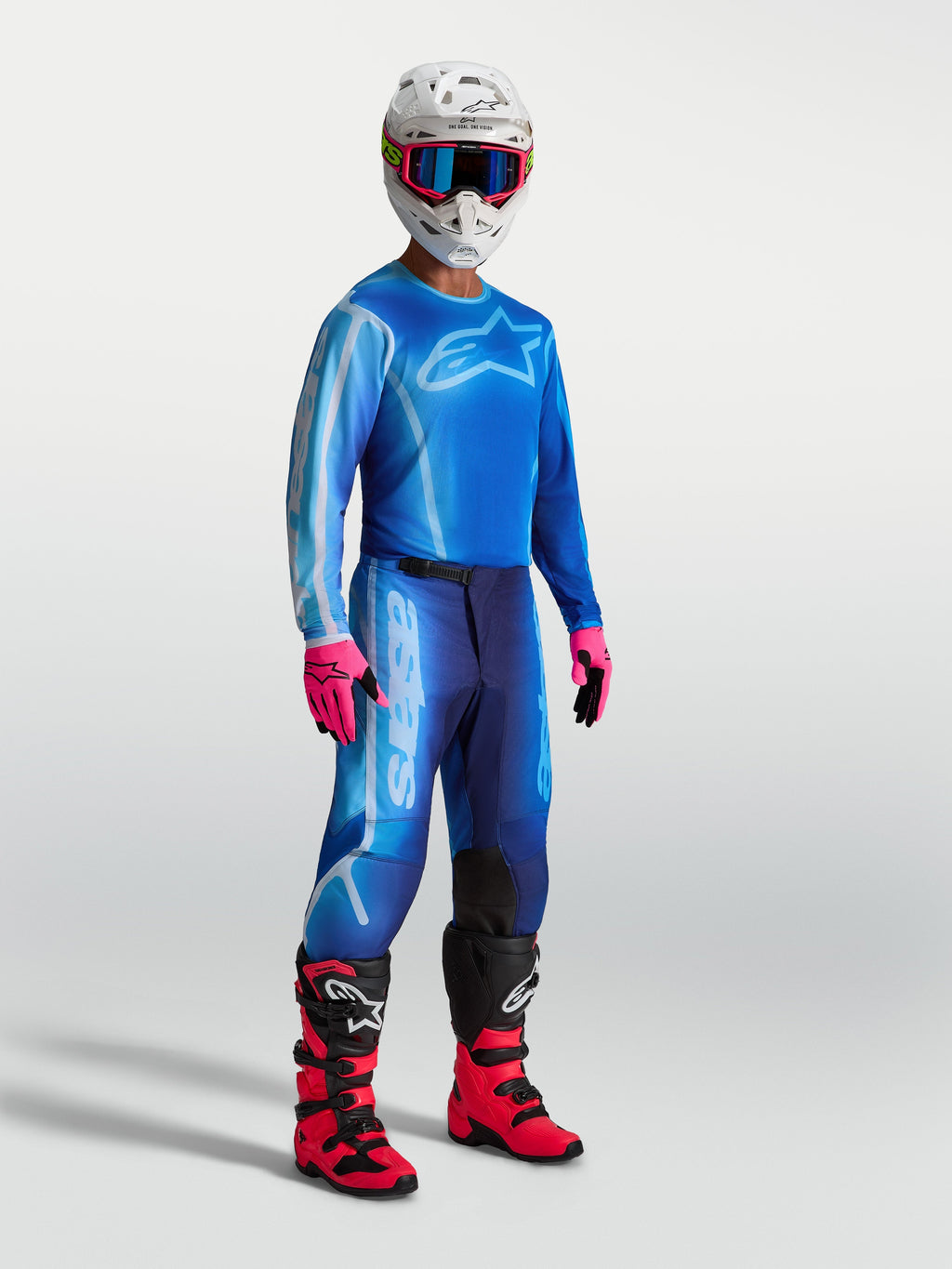 Tenue cross Alpinestars Fluid Kepler bleue vue de face