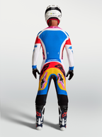 Tenue cross Alpinestars Supertech Dyna bleu et blanc vue de dos