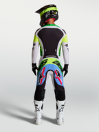 Tenue cross Alpinestars Supertech Dyna vert fluo et noir vue de dos