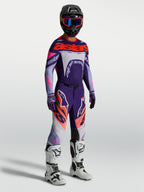 Tenue cross complète Alpinestars Supertech Dyna violet et rose fluo vue d'ensemble