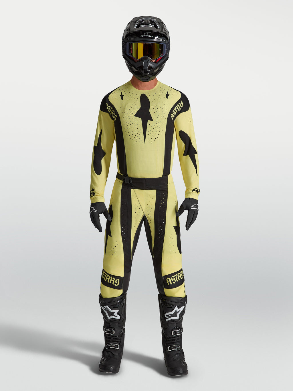 Tenue cross complète Alpinestars Techstar Atrox jaune et noir vue d'ensemble