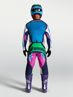 Tenue cross Alpinestars Techstar Maven bleu et rose vue de dos