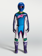 Tenue cross complète Alpinestars Techstar Maven bleu blanc vert fluo vue d'ensemble