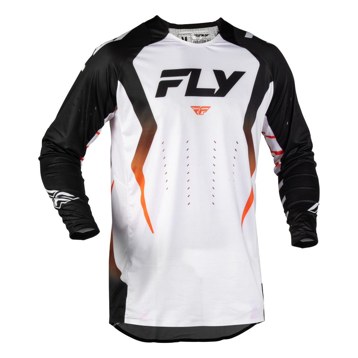 Maillot cross Fly Racing Evolution DST Bolt 2027 Blanc Noir Orange