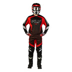Tenue cross Fly Racing F-16 Raze 2027 Noir Rouge Blanc portée - maillot et pantalon