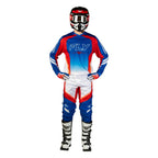 Tenue cross Fly Racing F-16 Raze 2027 Rouge Blanc Bleu portée - maillot et pantalon