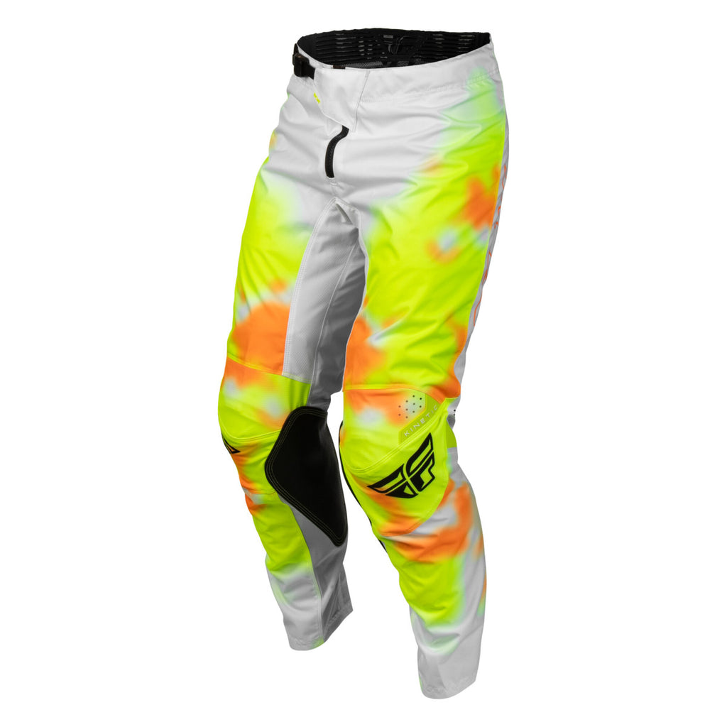 Pantalon cross Fly Racing Kinetic Blur 2027 Blanc Jaune fluo Orange