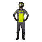 Tenue cross Fly Racing Lite Flake 2027 Gris Jaune fluo Noir portée - maillot et pantalon