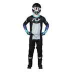 Tenue cross Fly Racing Lite Flake 2027 Noir Gris Multicolore portée - maillot et pantalon