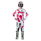Tenue cross Fly Racing Lite Vibe 2027 Blanc Rose Bleu portée - maillot et pantalon