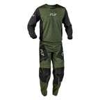 Tenue enduro Fly Racing Patrol 2027 Vert forêt Noir portée - maillot et pantalon