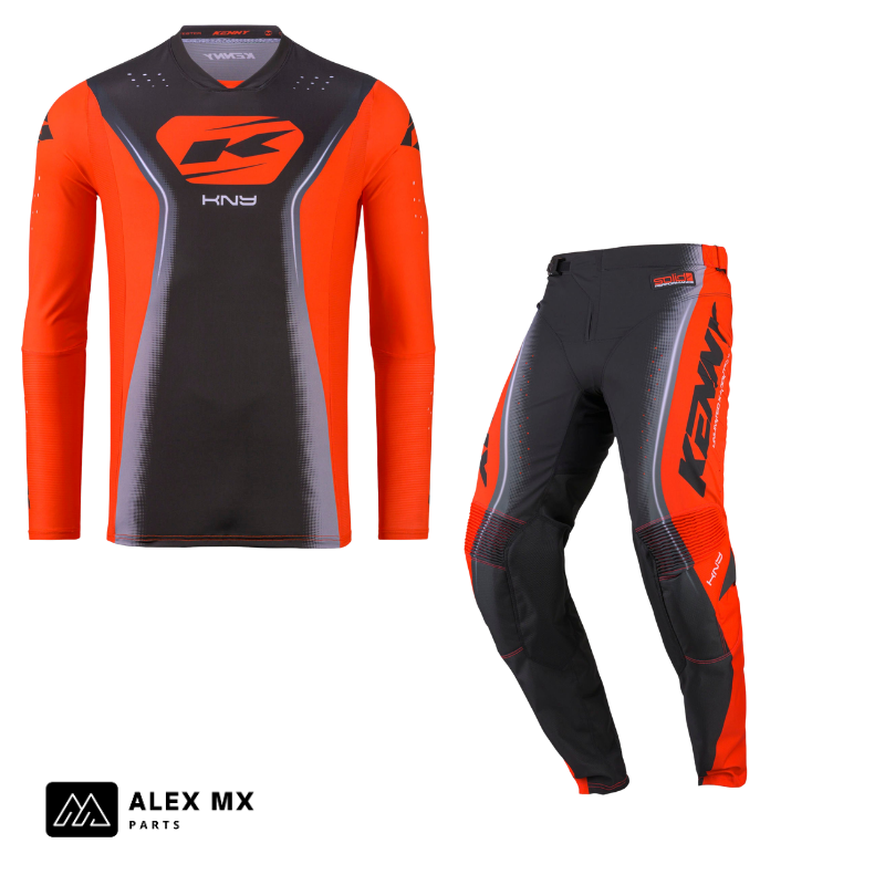 Tenue motocross Kenny Performance 2027 orange : ensemble maillot et pantalon cross enduro