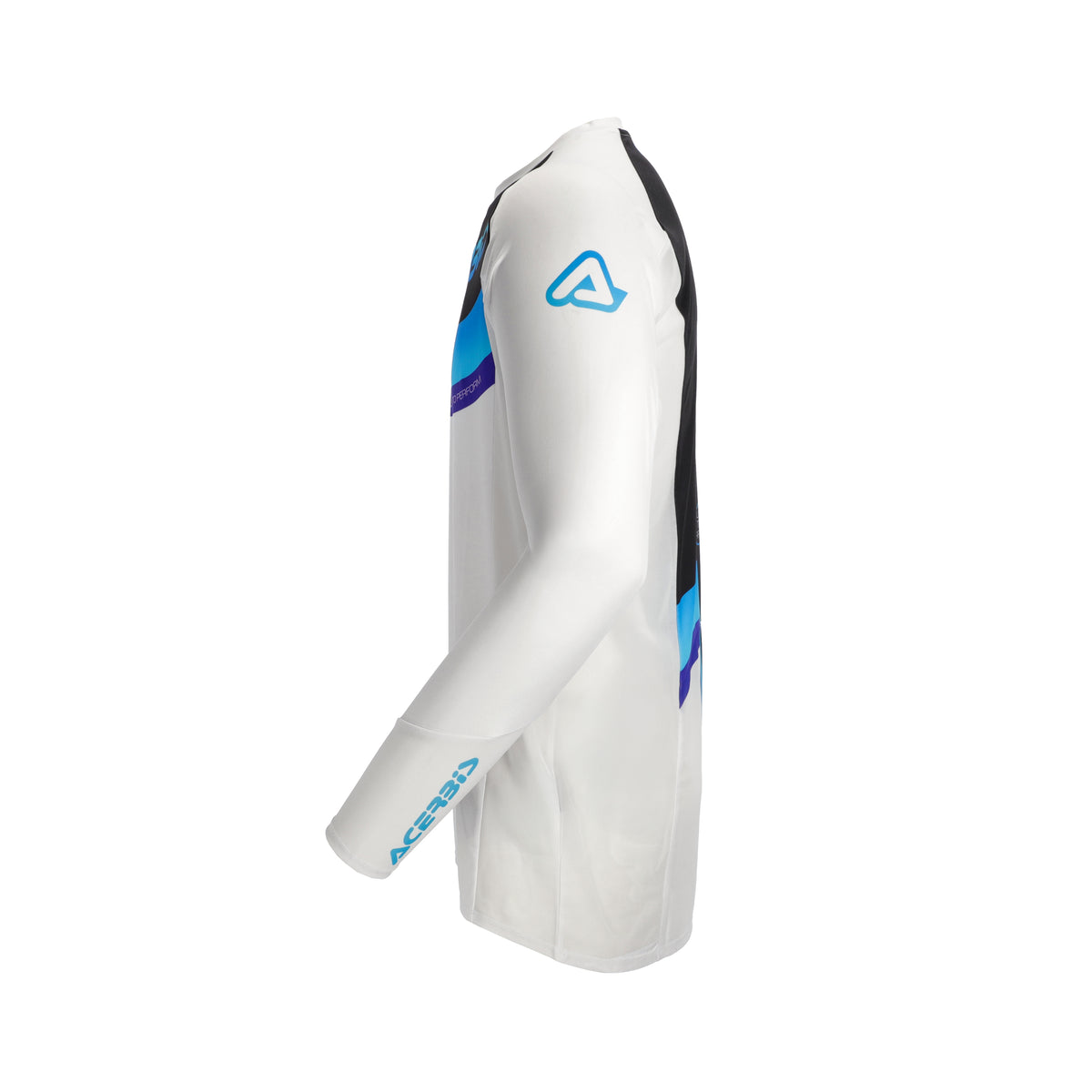 Détail de la manche du maillot Acerbis MX Track 2.0 blanc et bleu
