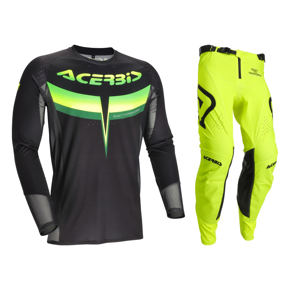 Tenue Acerbis MX Track 2.0 noir et jaune fluo : maillot et pantalon
