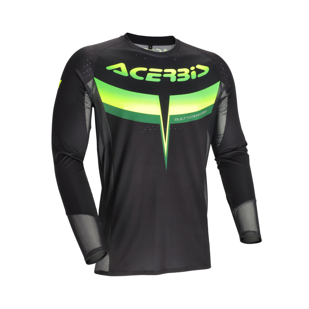 Maillot Acerbis MX Track 2.0 noir et jaune fluo, vue de face