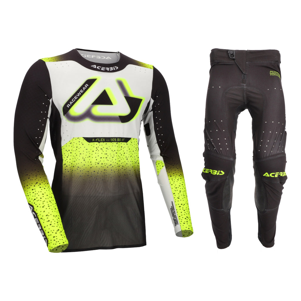 Tenue Acerbis X-Flex 2.0 noir et jaune fluo : maillot et pantalon