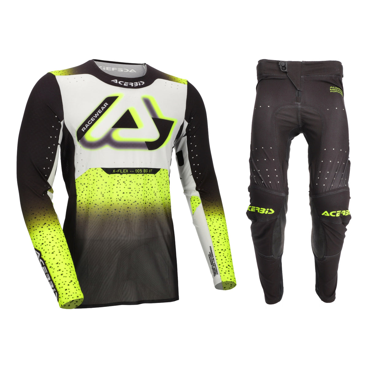 Tenue Acerbis X-Flex 2.0 noir et jaune fluo : maillot et pantalon