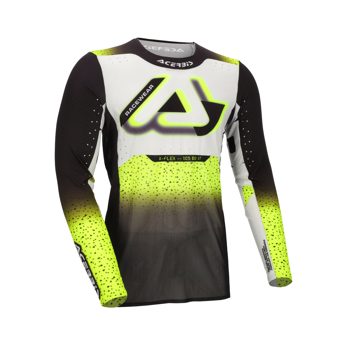 Maillot Acerbis X-Flex 2.0 noir et jaune fluo, vue de face