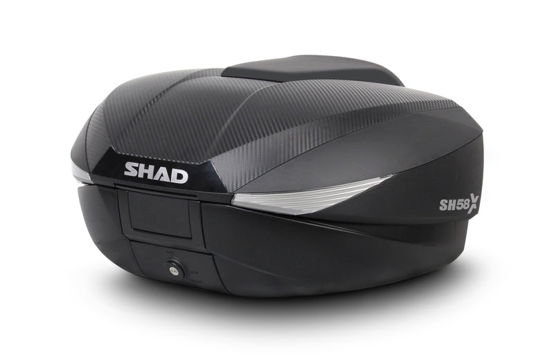 Top case Shad SH58X extensible noir pour moto avec volume réglable 46L 52L 58L