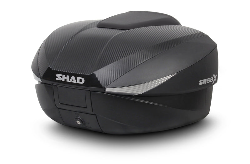 Top case Shad SH58X extensible noir pour moto avec volume réglable 46L 52L 58L